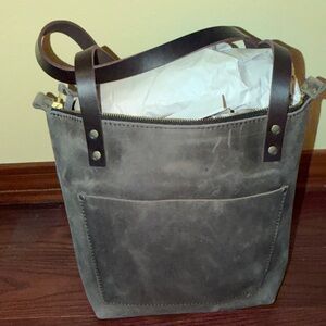 Chic Dark Gray Leather Tote Bag Portland Leather Goods